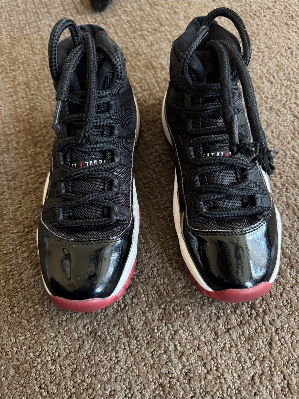 Jordan Kids Black Patent Low-Top Sneakers with Red Outsole